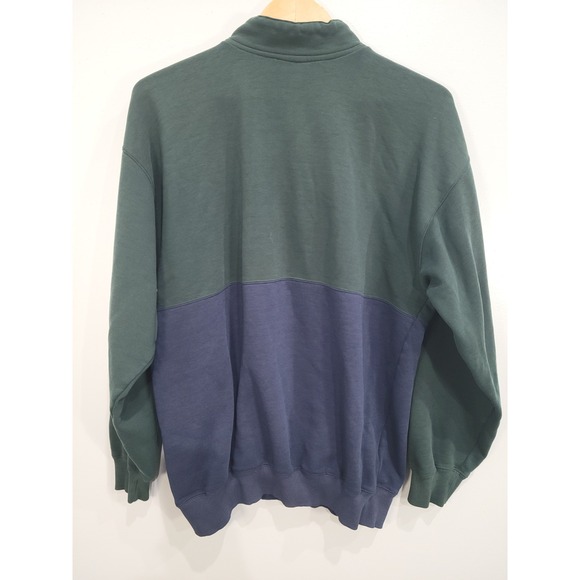 Cheetah Mervyns Colorblock Pullover Vtg Sweatshirt Men's Size L Green Navy - Picture 4 of 6